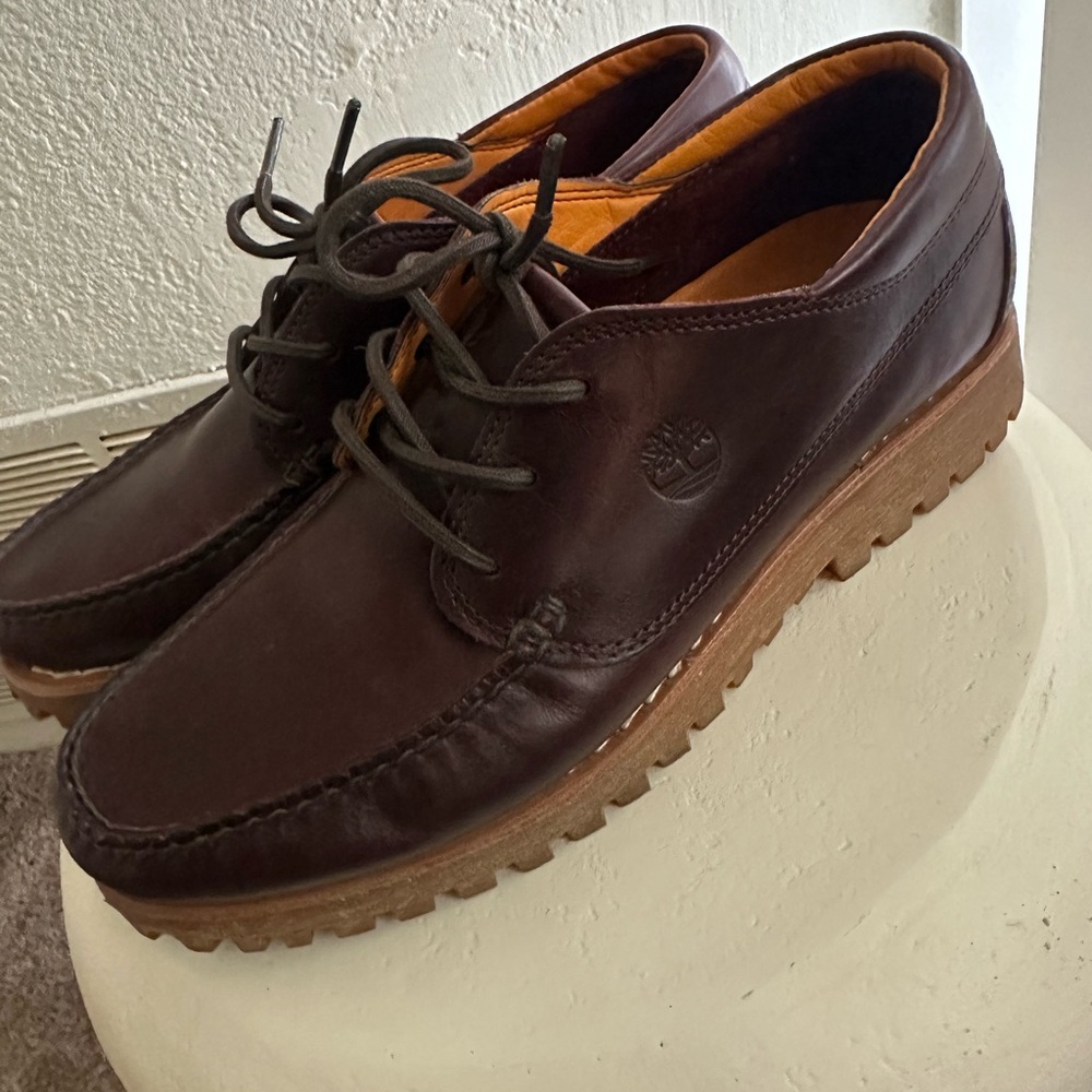 Timberland Brown Leather Oxfords with Moccasin Toe